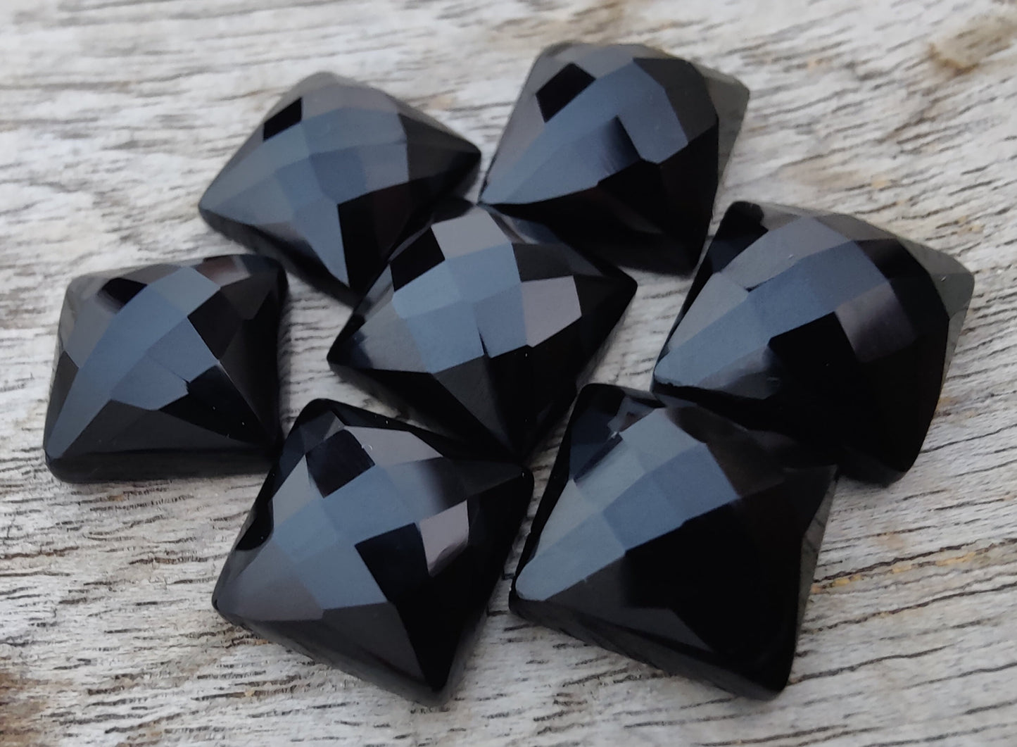 NATURAL BLACK ONYX SQUARE SHAPE CHECKER CUT FLAT BACK AAA+ QUALITY CALIBRATED GEMSTONES, ALL SIZES AVAILABLE