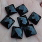 NATURAL BLACK ONYX SQUARE SHAPE CHECKER CUT FLAT BACK AAA+ QUALITY CALIBRATED GEMSTONES, ALL SIZES AVAILABLE