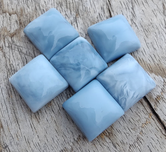 AAA+ QUALITY NATURAL BLUE PERUVIAN OPAL SQUARE SHAPE CABOCHON FLAT BACK CALIBRATED GEMSTONES, ALL SIZES AVAILABLE