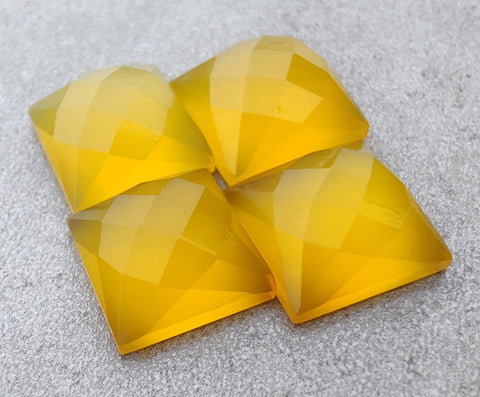 AAA+ QUALITY NATURAL MANGO CHALCEDONY SQUARE SHAPE CHECKER CUT FLAT BACK CALIBRATED GEMSTONES, ALL SIZES AVAILABLE