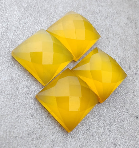 AAA+ QUALITY NATURAL MANGO CHALCEDONY SQUARE SHAPE CHECKER CUT FLAT BACK CALIBRATED GEMSTONES, ALL SIZES AVAILABLE