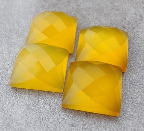 AAA+ QUALITY NATURAL MANGO CHALCEDONY SQUARE SHAPE CHECKER CUT FLAT BACK CALIBRATED GEMSTONES, ALL SIZES AVAILABLE