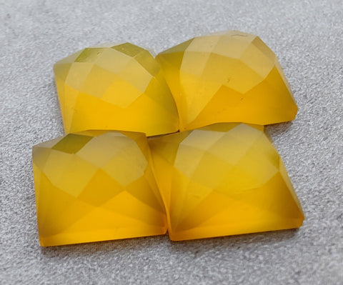 AAA+ QUALITY NATURAL MANGO CHALCEDONY SQUARE SHAPE CHECKER CUT FLAT BACK CALIBRATED GEMSTONES, ALL SIZES AVAILABLE