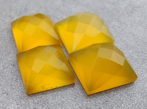 AAA+ QUALITY NATURAL MANGO CHALCEDONY SQUARE SHAPE CHECKER CUT FLAT BACK CALIBRATED GEMSTONES, ALL SIZES AVAILABLE