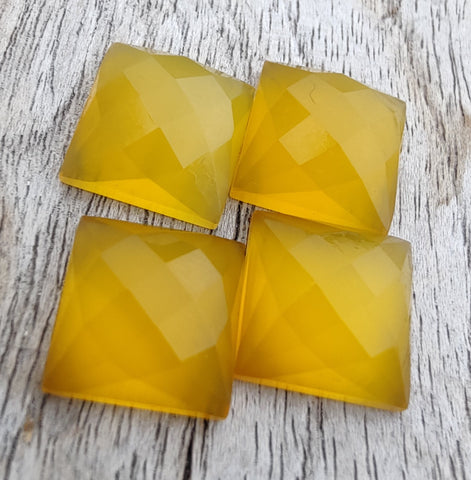 AAA+ QUALITY NATURAL MANGO CHALCEDONY SQUARE SHAPE CHECKER CUT FLAT BACK CALIBRATED GEMSTONES, ALL SIZES AVAILABLE