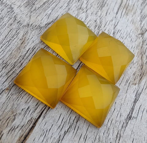 AAA+ QUALITY NATURAL MANGO CHALCEDONY SQUARE SHAPE CHECKER CUT FLAT BACK CALIBRATED GEMSTONES, ALL SIZES AVAILABLE