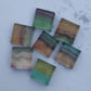 AAA+ QUALITY NATURAL FLUORITE SQUARE SHAPE CABOCHON FLAT BACK CALIBRATED GEMSTONES, ALL SIZES AVAILABLE
