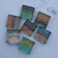 AAA+ QUALITY NATURAL FLUORITE SQUARE SHAPE CABOCHON FLAT BACK CALIBRATED GEMSTONES, ALL SIZES AVAILABLE