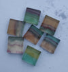 AAA+ QUALITY NATURAL FLUORITE SQUARE SHAPE CABOCHON FLAT BACK CALIBRATED GEMSTONES, ALL SIZES AVAILABLE