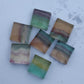 AAA+ QUALITY NATURAL FLUORITE SQUARE SHAPE CABOCHON FLAT BACK CALIBRATED GEMSTONES, ALL SIZES AVAILABLE