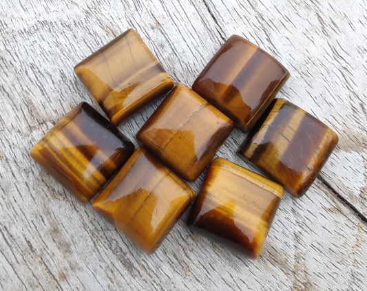 NATURAL TIGER EYE SQUARE SHAPE FLAT BACK CABOCHON CALIBRATED GEMSTONES, ALL SIZES AVAILABLE
