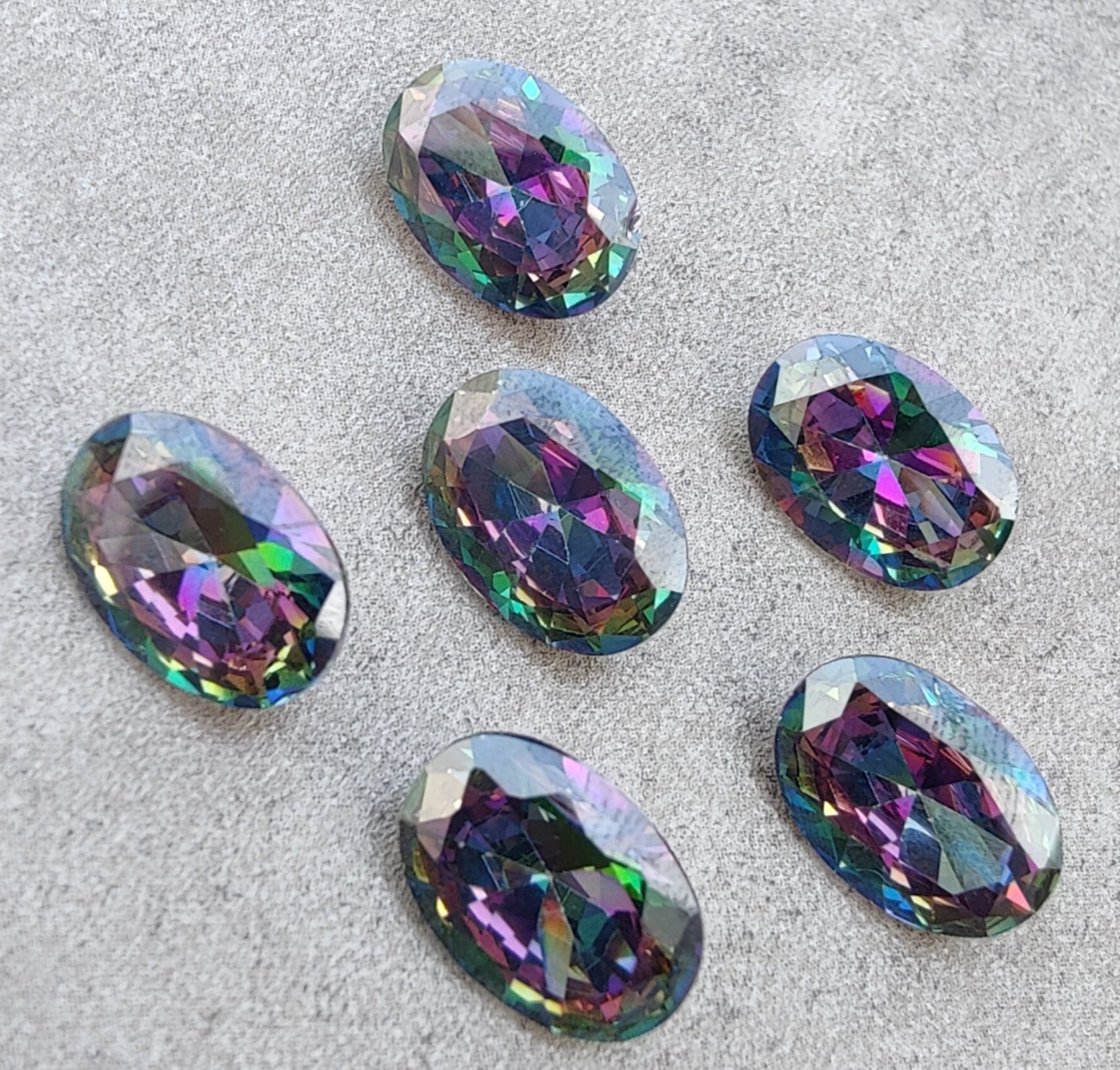 AAA+ QUALITY NATURAL MYSTIC QUARTZ OVAL SHAPE FACETED CUT FLAT BACK CALIRATED GEMSTONES, ALL SIZES AVAILABLE