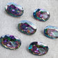 AAA+ QUALITY NATURAL MYSTIC QUARTZ OVAL SHAPE FACETED CUT FLAT BACK CALIRATED GEMSTONES, ALL SIZES AVAILABLE