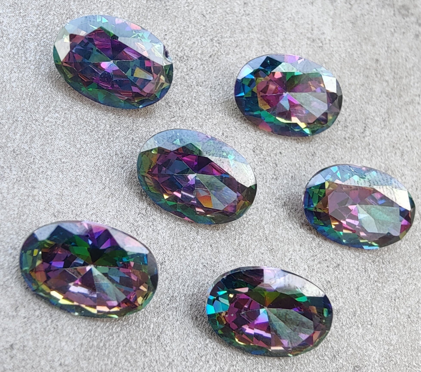 AAA+ QUALITY NATURAL MYSTIC QUARTZ OVAL SHAPE FACETED CUT FLAT BACK CALIRATED GEMSTONES, ALL SIZES AVAILABLE