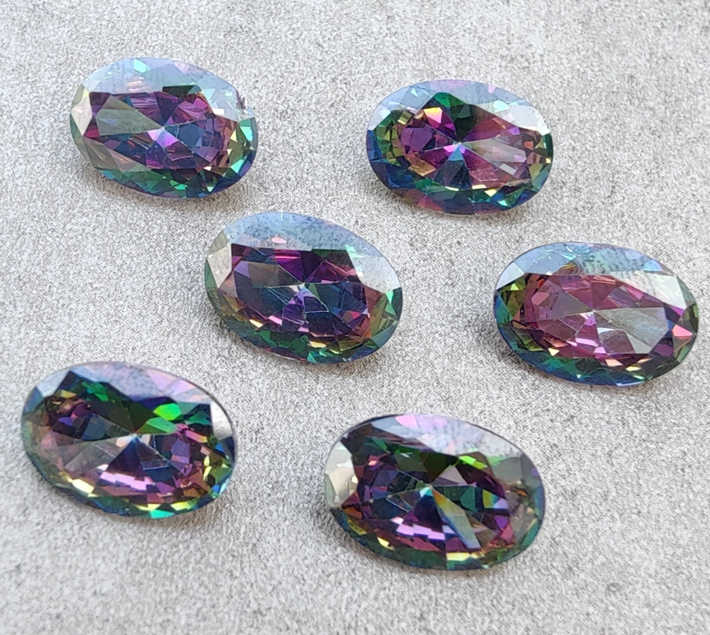 AAA+ QUALITY NATURAL MYSTIC QUARTZ OVAL SHAPE FACETED CUT FLAT BACK CALIRATED GEMSTONES, ALL SIZES AVAILABLE