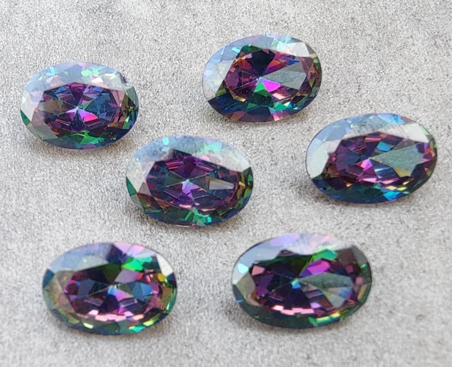 AAA+ QUALITY NATURAL MYSTIC QUARTZ OVAL SHAPE FACETED CUT FLAT BACK CALIRATED GEMSTONES, ALL SIZES AVAILABLE