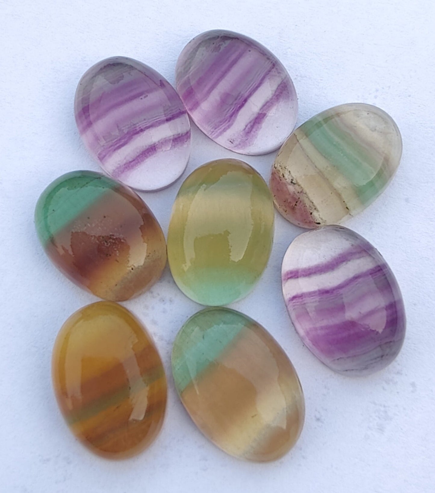 AAA+ QUALITY NATURAL FLUORITE OVAL SHAPE CABOCHON FLAT BACK CALIRATED GEMSTONES, ALL SIZES AVAILABLE