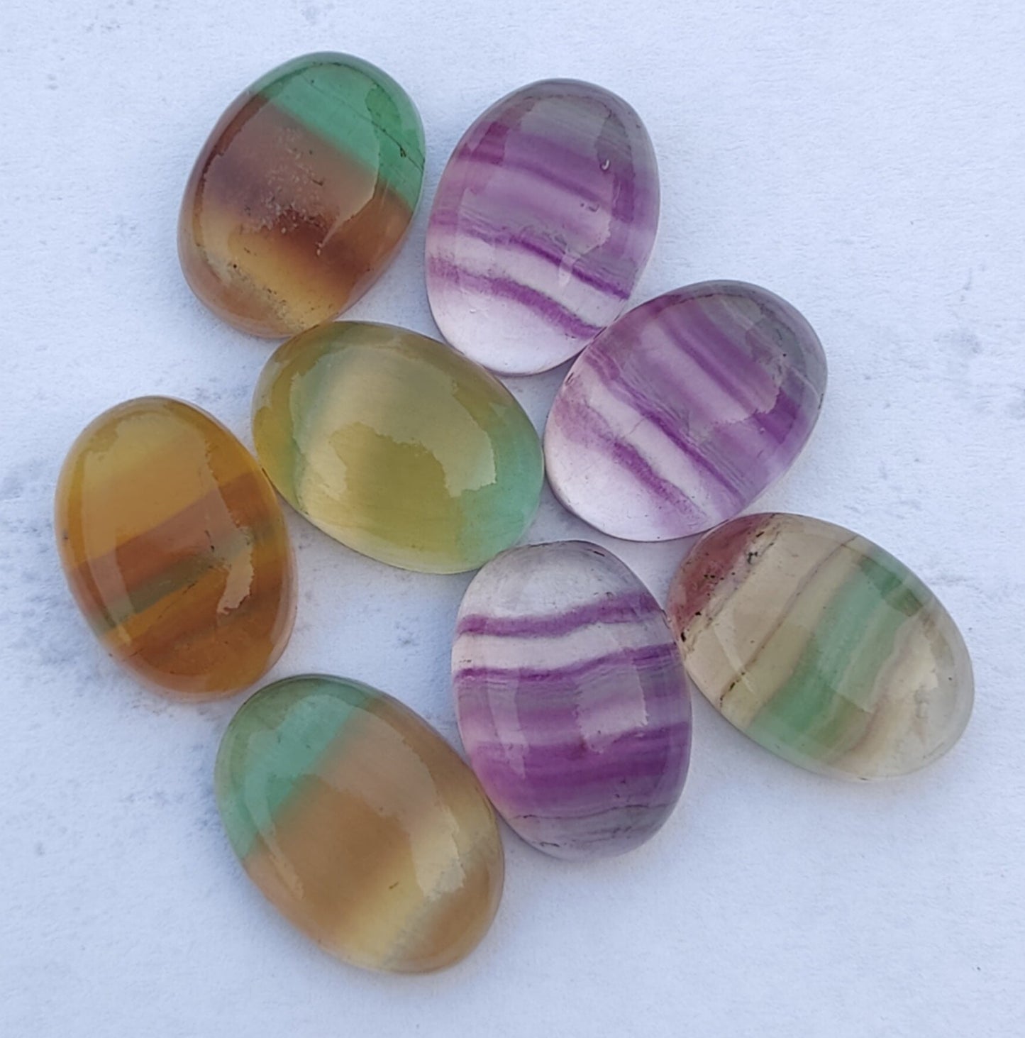 AAA+ QUALITY NATURAL FLUORITE OVAL SHAPE CABOCHON FLAT BACK CALIRATED GEMSTONES, ALL SIZES AVAILABLE