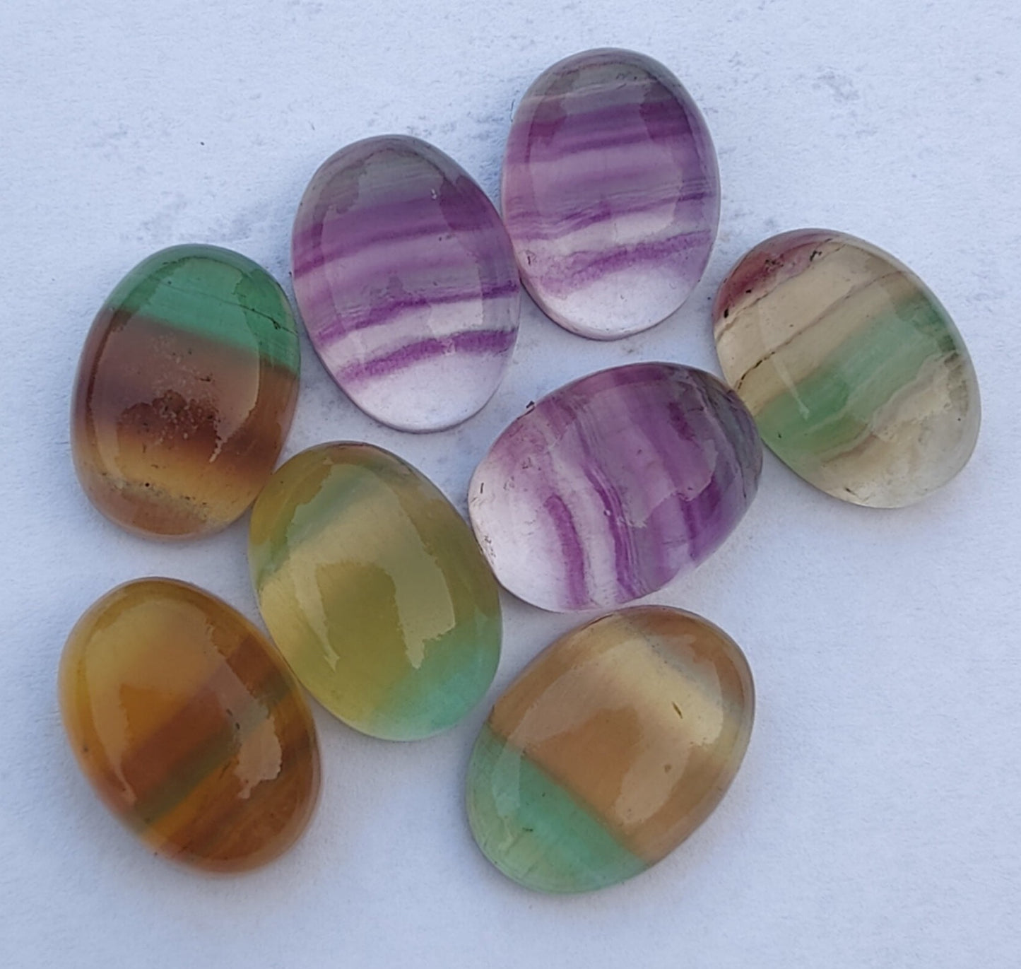 AAA+ QUALITY NATURAL FLUORITE OVAL SHAPE CABOCHON FLAT BACK CALIRATED GEMSTONES, ALL SIZES AVAILABLE