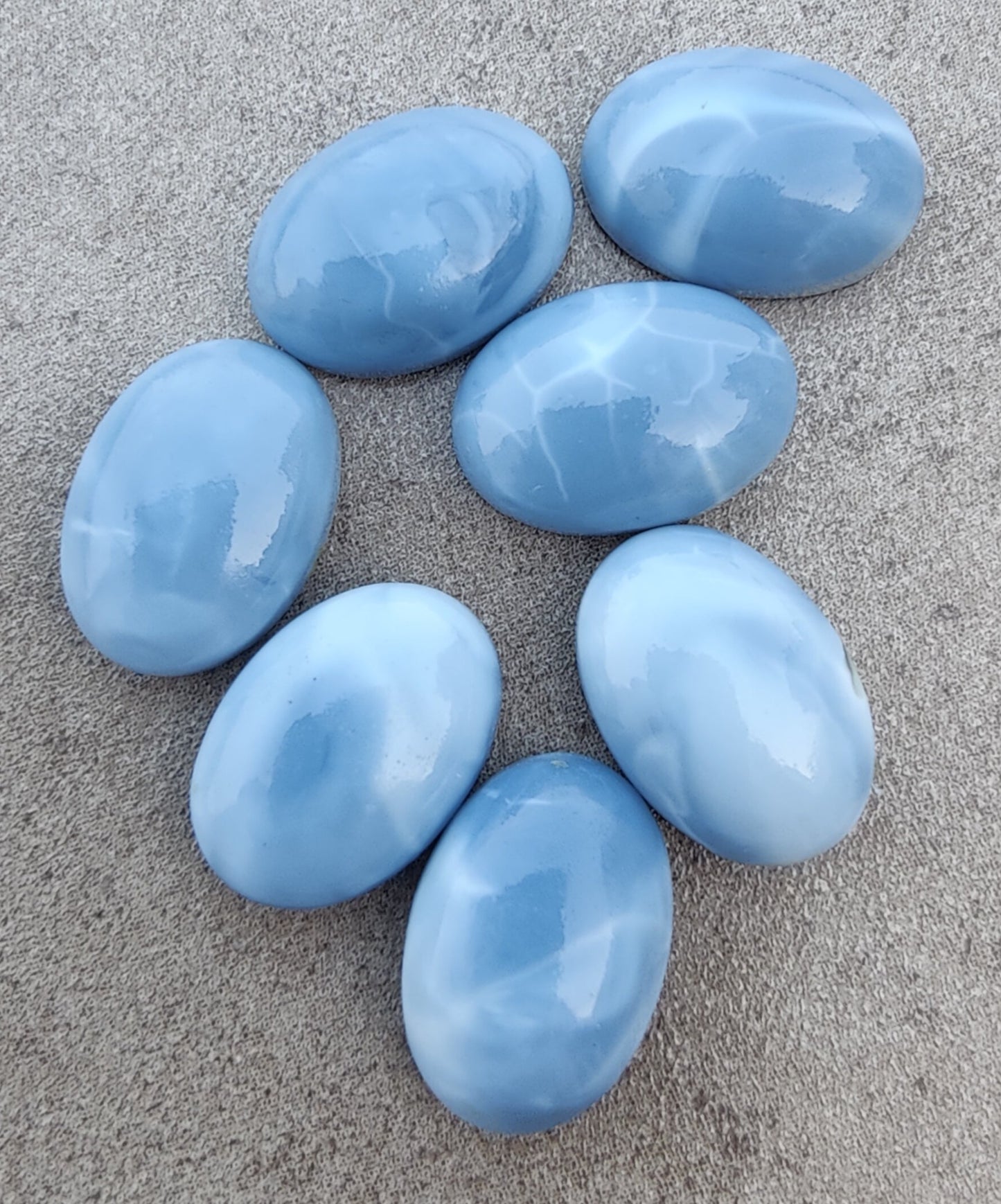 AAA+ QUALITY NATURAL BLUE PERUVIAN OPAL OVAL SHAPE CABOCHON FLAT BACK CALIRATED GEMSTONES, ALL SIZES AVAILABLE