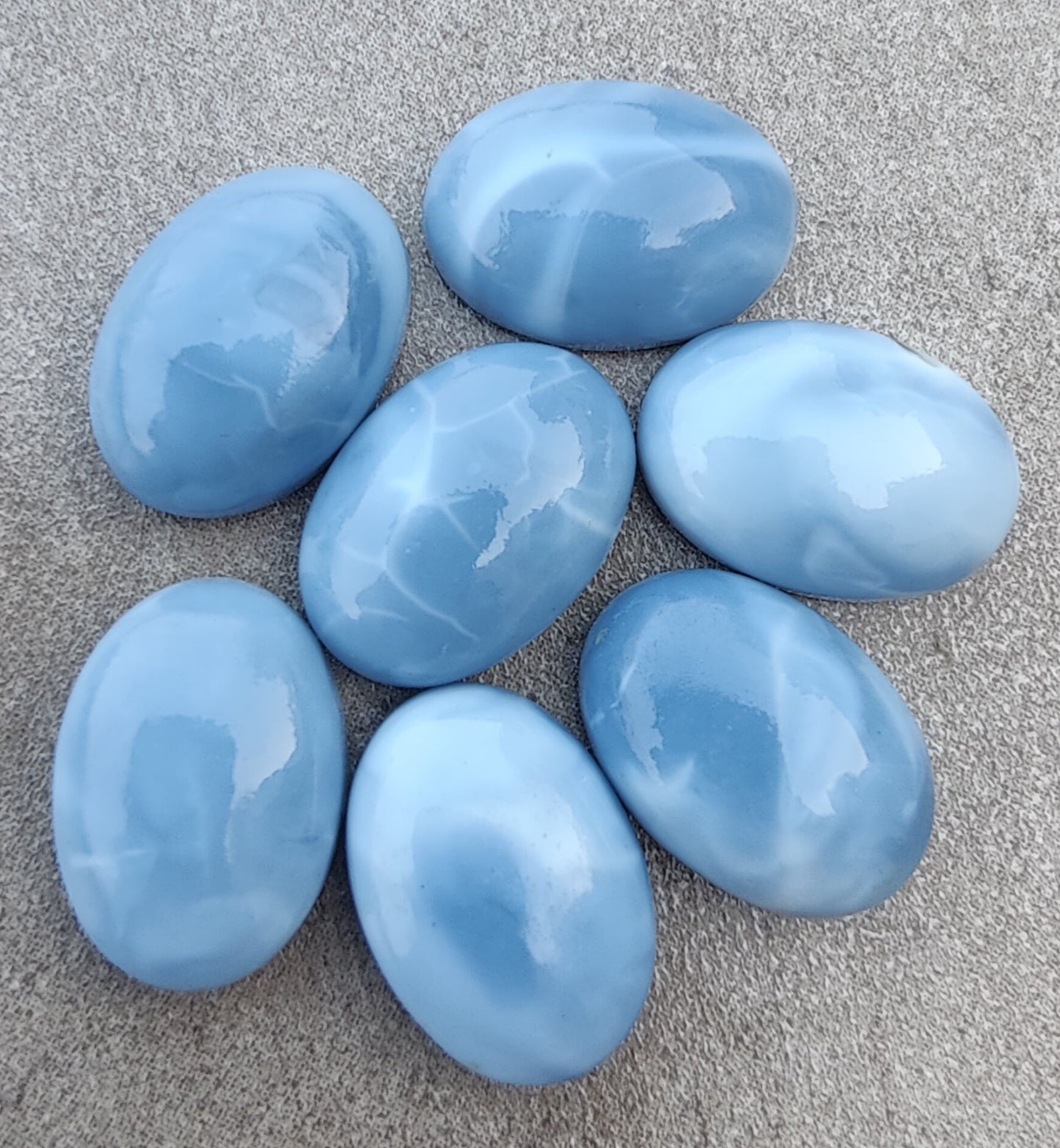 AAA+ QUALITY NATURAL BLUE PERUVIAN OPAL OVAL SHAPE CABOCHON FLAT BACK CALIRATED GEMSTONES, ALL SIZES AVAILABLE