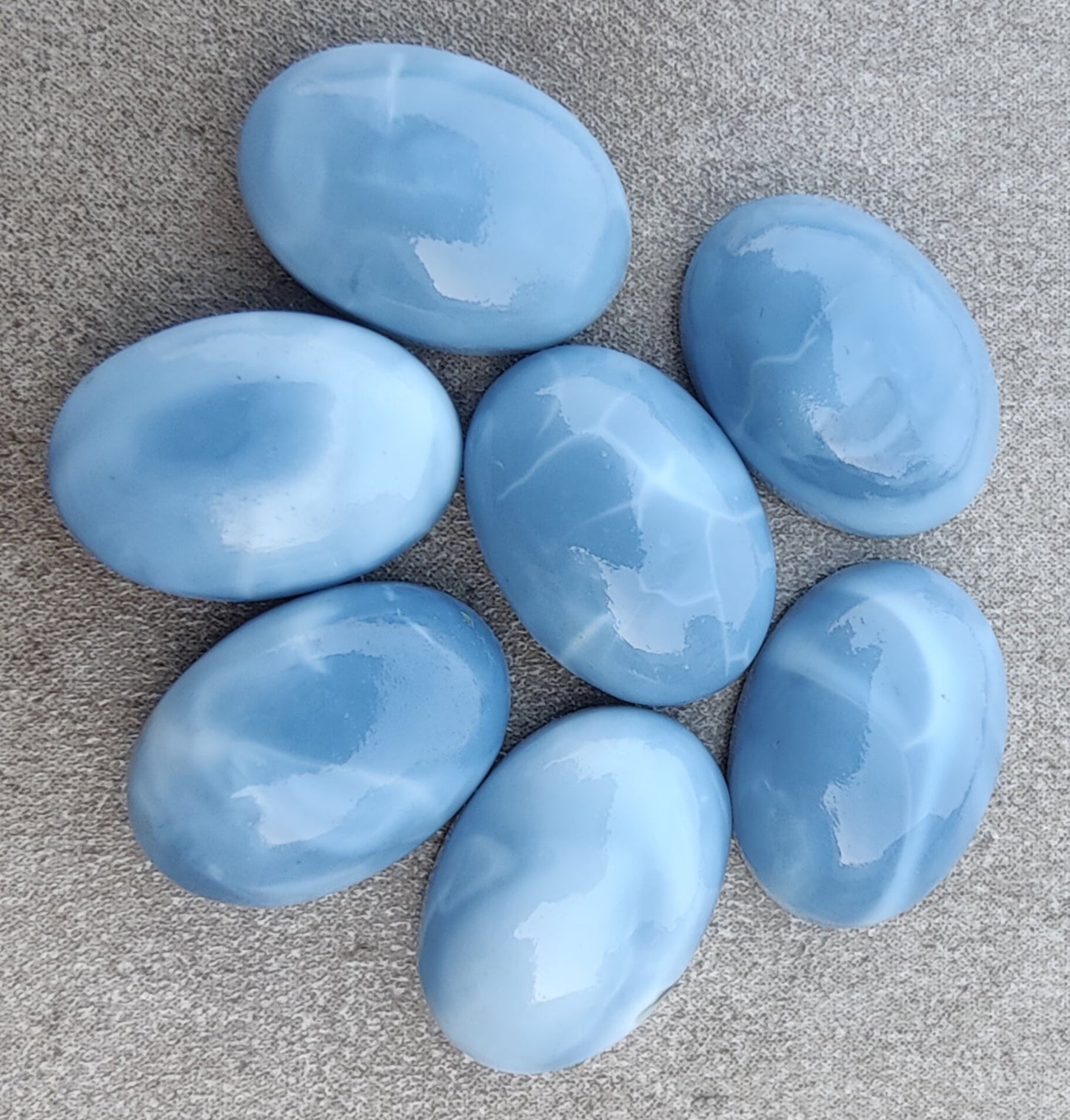 AAA+ QUALITY NATURAL BLUE PERUVIAN OPAL OVAL SHAPE CABOCHON FLAT BACK CALIRATED GEMSTONES, ALL SIZES AVAILABLE