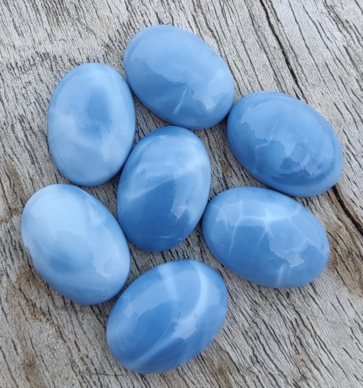 AAA+ QUALITY NATURAL BLUE PERUVIAN OPAL OVAL SHAPE CABOCHON FLAT BACK CALIRATED GEMSTONES, ALL SIZES AVAILABLE