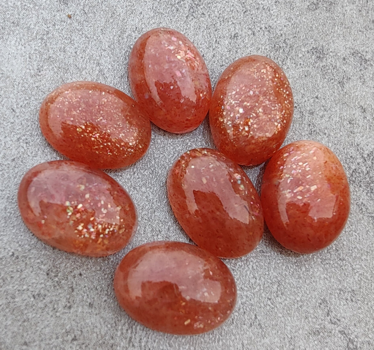 NATURAL SUNSTONE OVAL SHAPE CABOCHON FLAT BACK CALIRATED AAA+ QUALITY GEMSTONES, ALL SIZES AVAILABLE