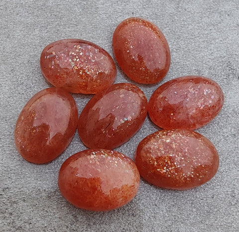 NATURAL SUNSTONE OVAL SHAPE CABOCHON FLAT BACK CALIRATED AAA+ QUALITY GEMSTONES, ALL SIZES AVAILABLE