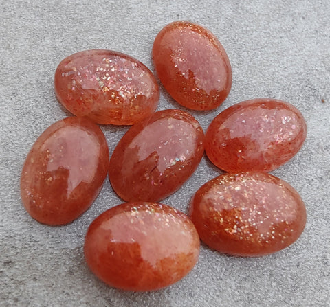 NATURAL SUNSTONE OVAL SHAPE CABOCHON FLAT BACK CALIRATED AAA+ QUALITY GEMSTONES, ALL SIZES AVAILABLE