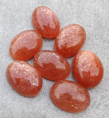 NATURAL SUNSTONE OVAL SHAPE CABOCHON FLAT BACK CALIRATED AAA+ QUALITY GEMSTONES, ALL SIZES AVAILABLE