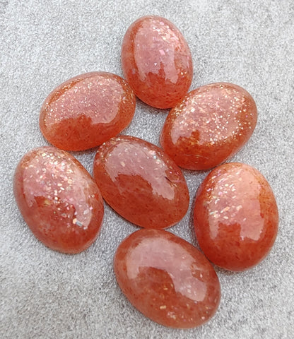 NATURAL SUNSTONE OVAL SHAPE CABOCHON FLAT BACK CALIRATED AAA+ QUALITY GEMSTONES, ALL SIZES AVAILABLE