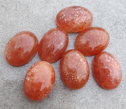 NATURAL SUNSTONE OVAL SHAPE CABOCHON FLAT BACK CALIRATED AAA+ QUALITY GEMSTONES, ALL SIZES AVAILABLE