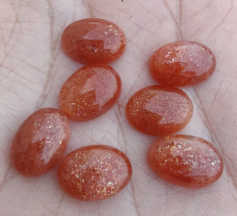 NATURAL SUNSTONE OVAL SHAPE CABOCHON FLAT BACK CALIRATED AAA+ QUALITY GEMSTONES, ALL SIZES AVAILABLE