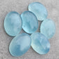 AAA+ QUALITY NATURAL AQUA MILKY OVAL SHAPE CABOCHON FLAT BACK CALIBRATED WHOLESALE GEMSTONES, ALL SIZES AVAILABLE