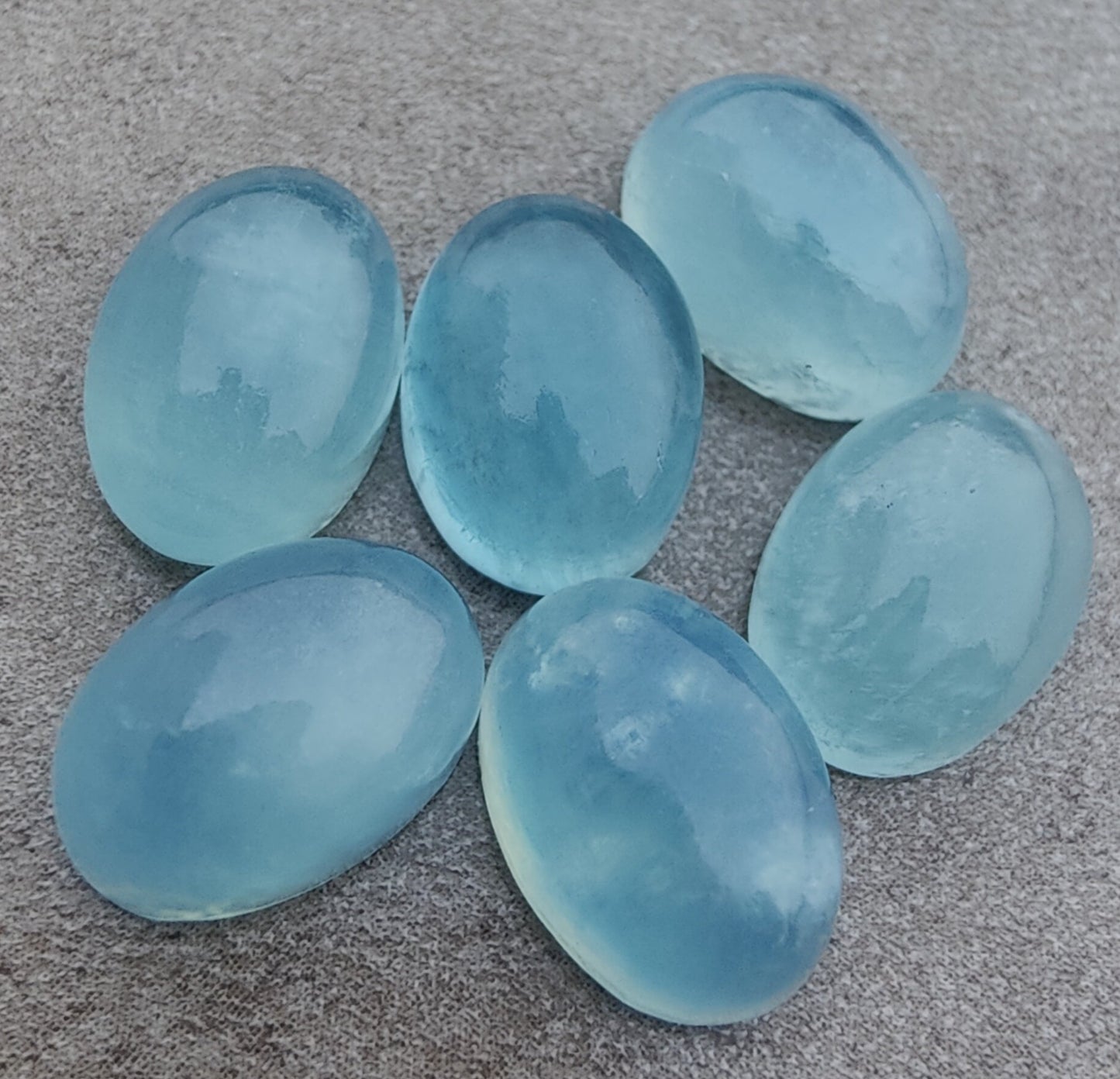 AAA+ QUALITY NATURAL AQUA MILKY OVAL SHAPE CABOCHON FLAT BACK CALIBRATED WHOLESALE GEMSTONES, ALL SIZES AVAILABLE
