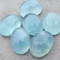 AAA+ QUALITY NATURAL AQUA MILKY OVAL SHAPE CABOCHON FLAT BACK CALIBRATED WHOLESALE GEMSTONES, ALL SIZES AVAILABLE