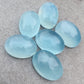 AAA+ QUALITY NATURAL AQUA MILKY OVAL SHAPE CABOCHON FLAT BACK CALIBRATED WHOLESALE GEMSTONES, ALL SIZES AVAILABLE