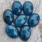 AAA+ QUALITY NATURAL NEON APATITE OVAL SHAPE CABOCHON FLAT BACK CALIRATED GEMSTONES, ALL SIZES AVAILABLE