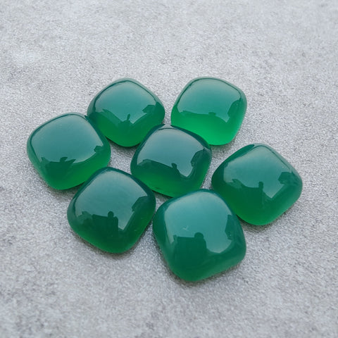 AAA+ QUALITY NATURAL GREEN ONYX CUSHION SHAPE CABOCHOM FLAT BACK CALIBRATED GEMSTONES, ALL SIZES AVAILABLE