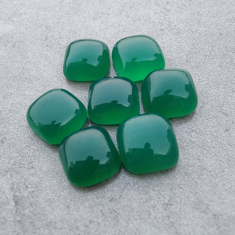 AAA+ QUALITY NATURAL GREEN ONYX CUSHION SHAPE CABOCHOM FLAT BACK CALIBRATED GEMSTONES, ALL SIZES AVAILABLE