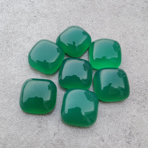 AAA+ QUALITY NATURAL GREEN ONYX CUSHION SHAPE CABOCHOM FLAT BACK CALIBRATED GEMSTONES, ALL SIZES AVAILABLE