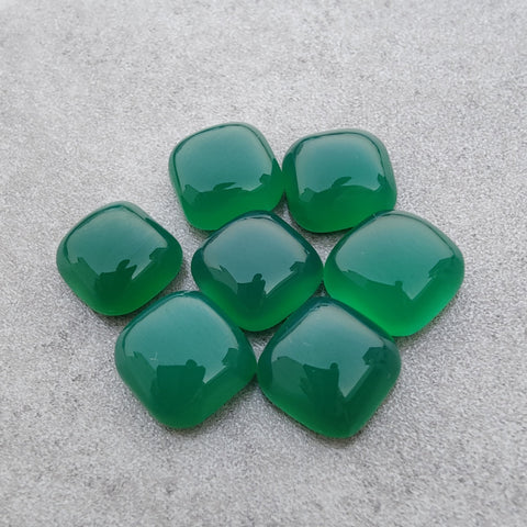 AAA+ QUALITY NATURAL GREEN ONYX CUSHION SHAPE CABOCHOM FLAT BACK CALIBRATED GEMSTONES, ALL SIZES AVAILABLE