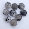 AAA+ QUALITY NATURAL BLACK RUTILE ROUND SHAPE CABOCHON FLAT BACK CALIBRATED GEMSTONES, ALL SIZES AVAILABLE