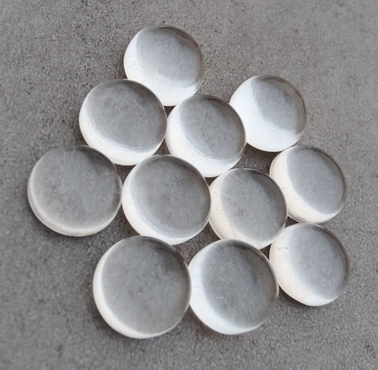 AAA+ QUALITY NATURAL CRYSTAL QUARTZ ROUND SHAPE CABOCHON FLAT BACK CALIBRATED GEMSTONES, ALL SIZES AVAILABLE