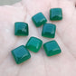 AAA+ QUALITY NATURAL GREEN ONYX SQUARE SHAPE CABOCHOM FLAT BACK CALIBRATED GEMSTONES, ALL SIZES AVAILABLE