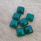 AAA+ QUALITY NATURAL GREEN ONYX SQUARE SHAPE CABOCHOM FLAT BACK CALIBRATED GEMSTONES, ALL SIZES AVAILABLE