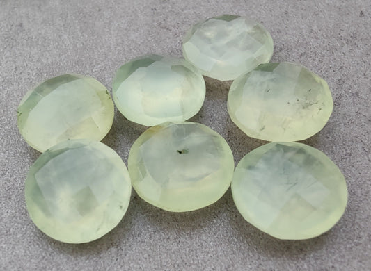 AAA+ QUALITY NATURAL PREHNITE ROUND SHAPE BRIOLETTE FLAT BACK CALIBRATED GEMSTONES, ALL SIZES AVAILABLE