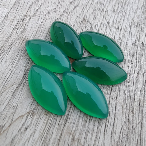 AAA+ QUALITY NATURAL GREEN ONYX MARQUISE SHAPE CABOCHOM FLAT BACK CALIBRATED GEMSTONES, ALL SIZES AVAILABLE