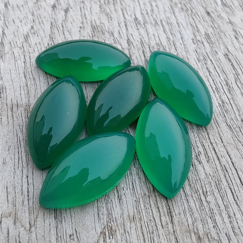 AAA+ QUALITY NATURAL GREEN ONYX MARQUISE SHAPE CABOCHOM FLAT BACK CALIBRATED GEMSTONES, ALL SIZES AVAILABLE